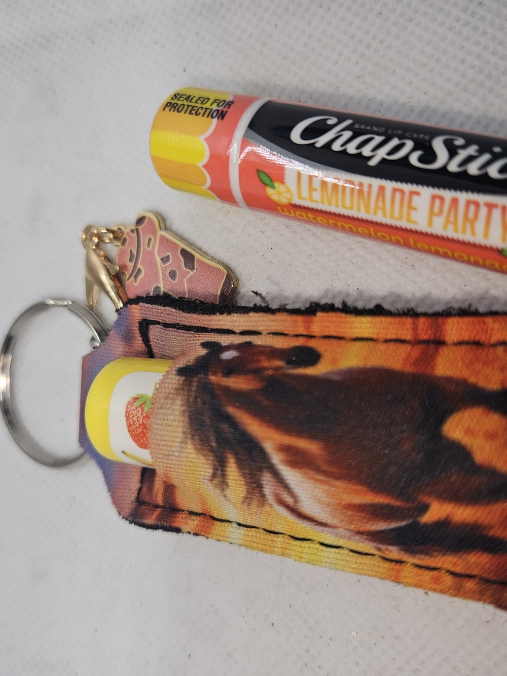 ChapStick Lip Balm Keychain Holder - Orange Printed